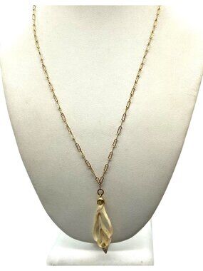 Vintage Seashell Slice Pendant Necklace, Genuine Shell with Interesting Pattern